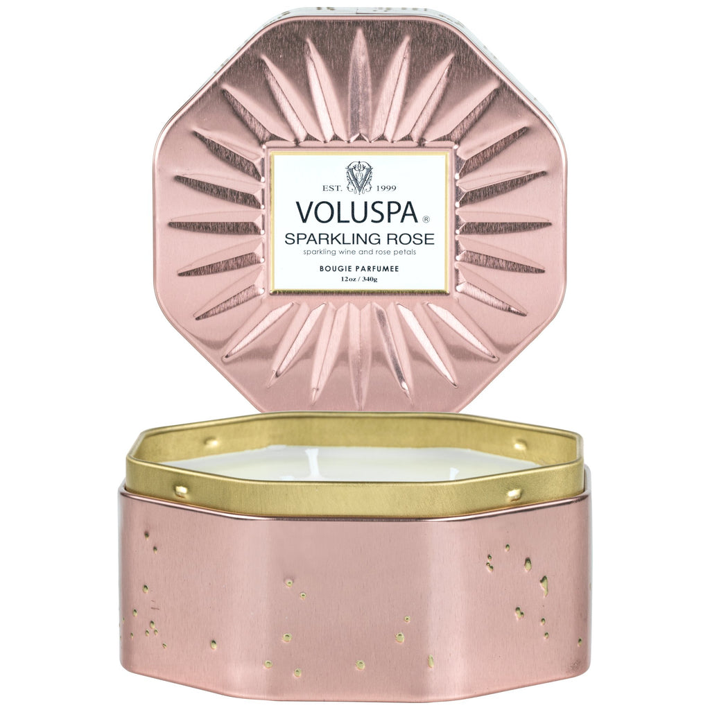 Sparkling Rose - 3 Wick Octagon Tin Candle Zoom - 2