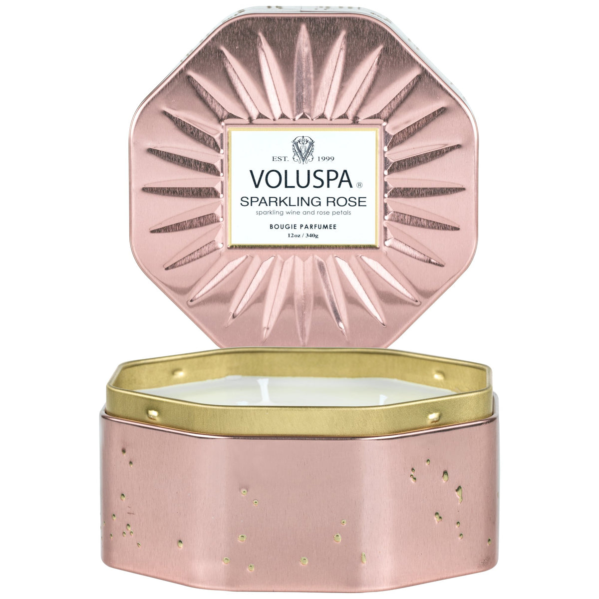 Sparkling Rose - 3 Wick Octagon Tin Candle - 2