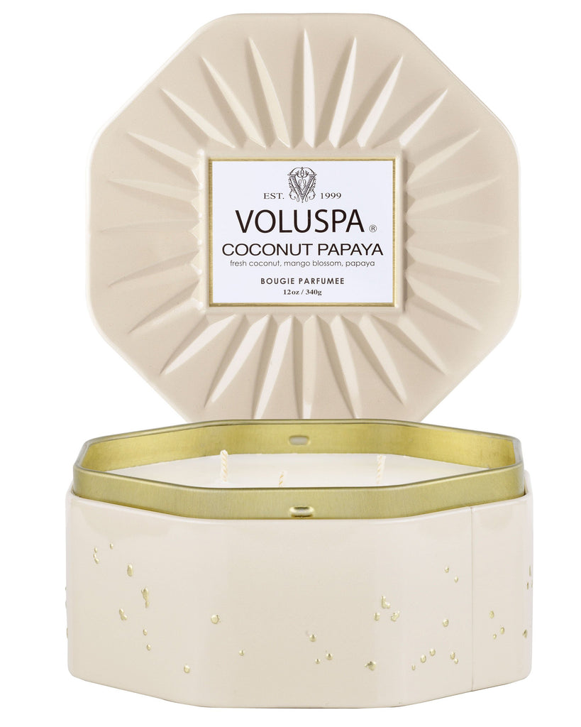 Coconut Papaya - 3 Wick Octagon Tin Candle Zoom - 2