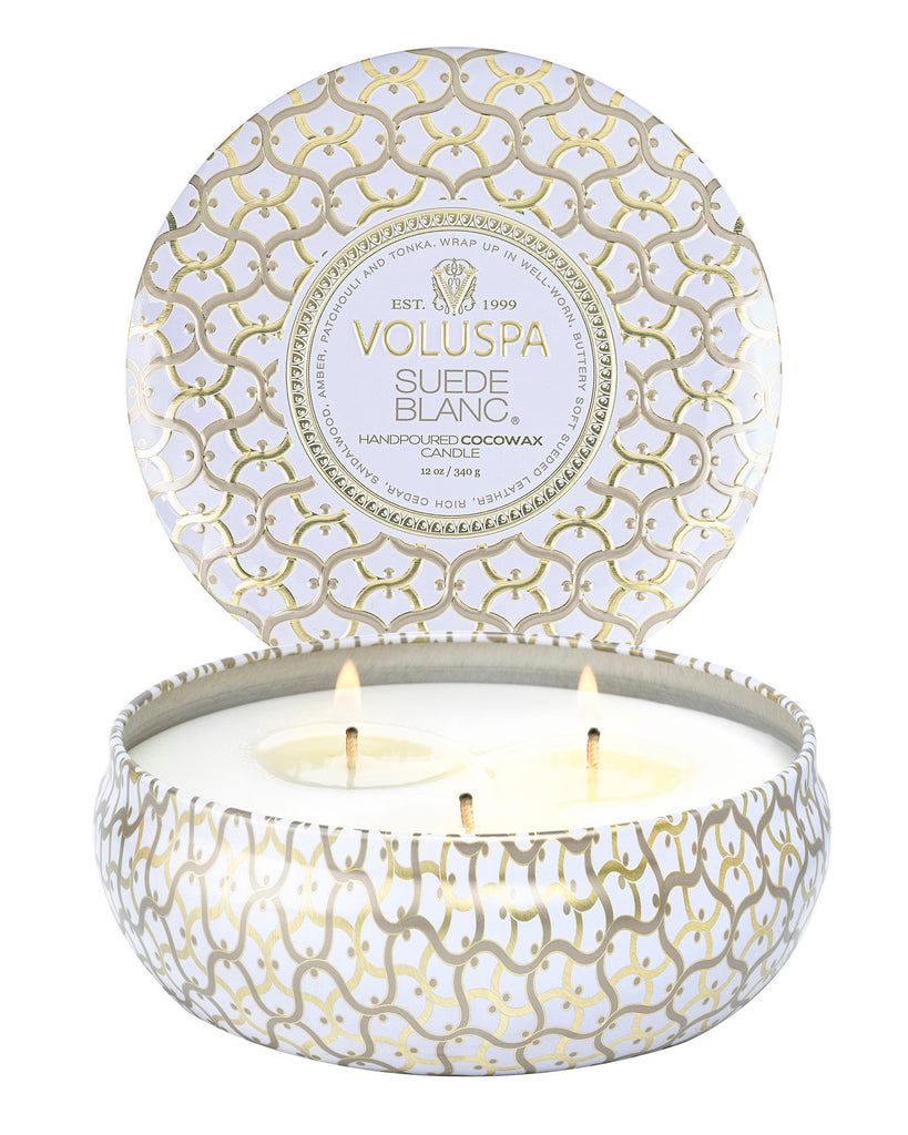 Suede Blanc - 3 Wick Tin Candle Zoom - 3