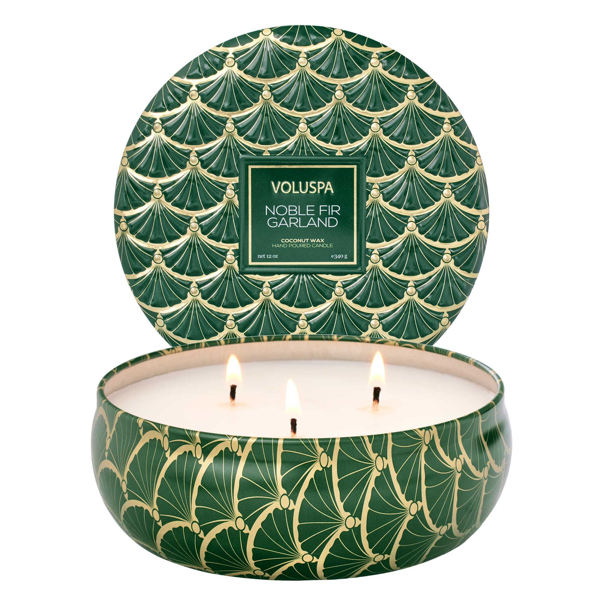 Noble Fir Garland - 3 Wick Tin Candle - 4