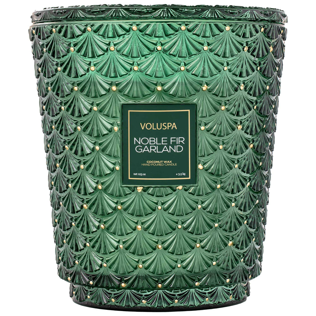 Noble Fir Garland - 5 Wick Hearth Candle Zoom - 1