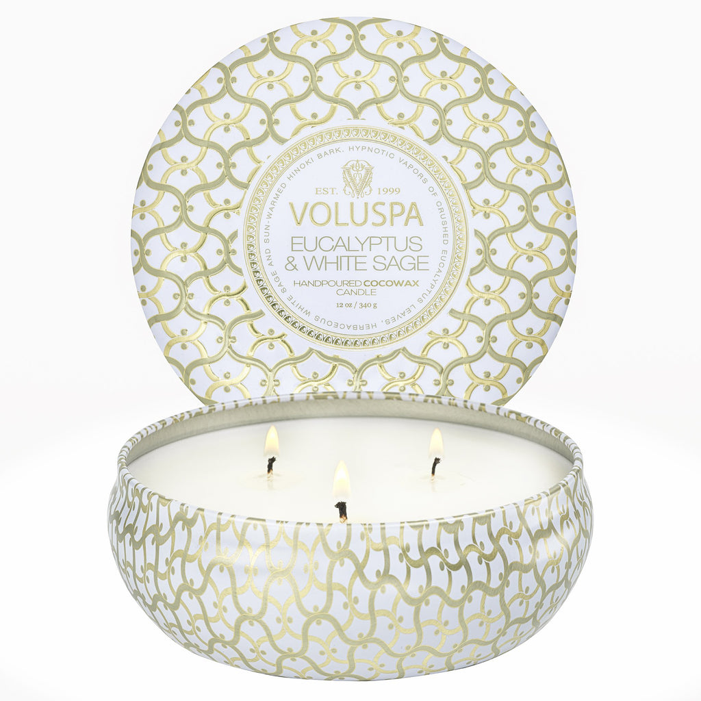 Eucalyptus & White Sage - 3 Wick Tin Candle Zoom - 2