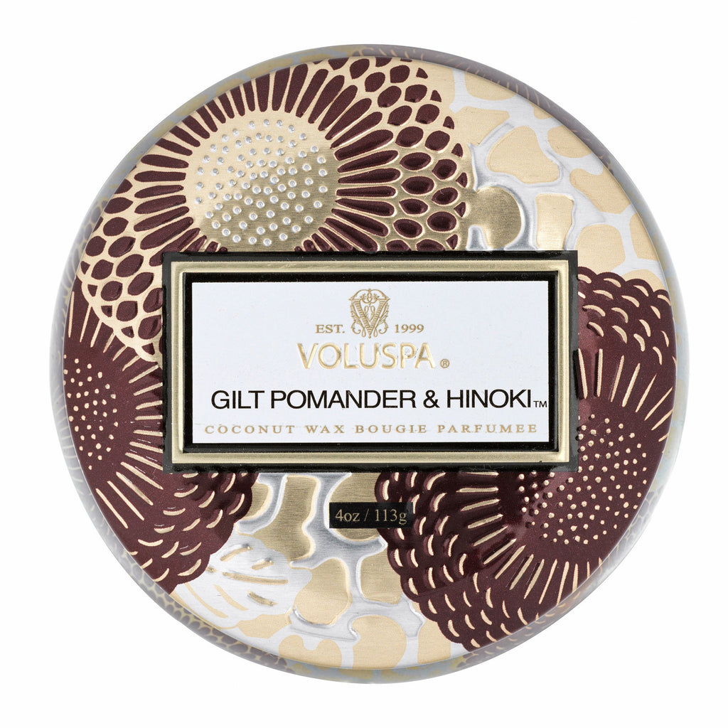 Gilt Pomander & Hinoki - Mini Tin Candle Zoom - 5