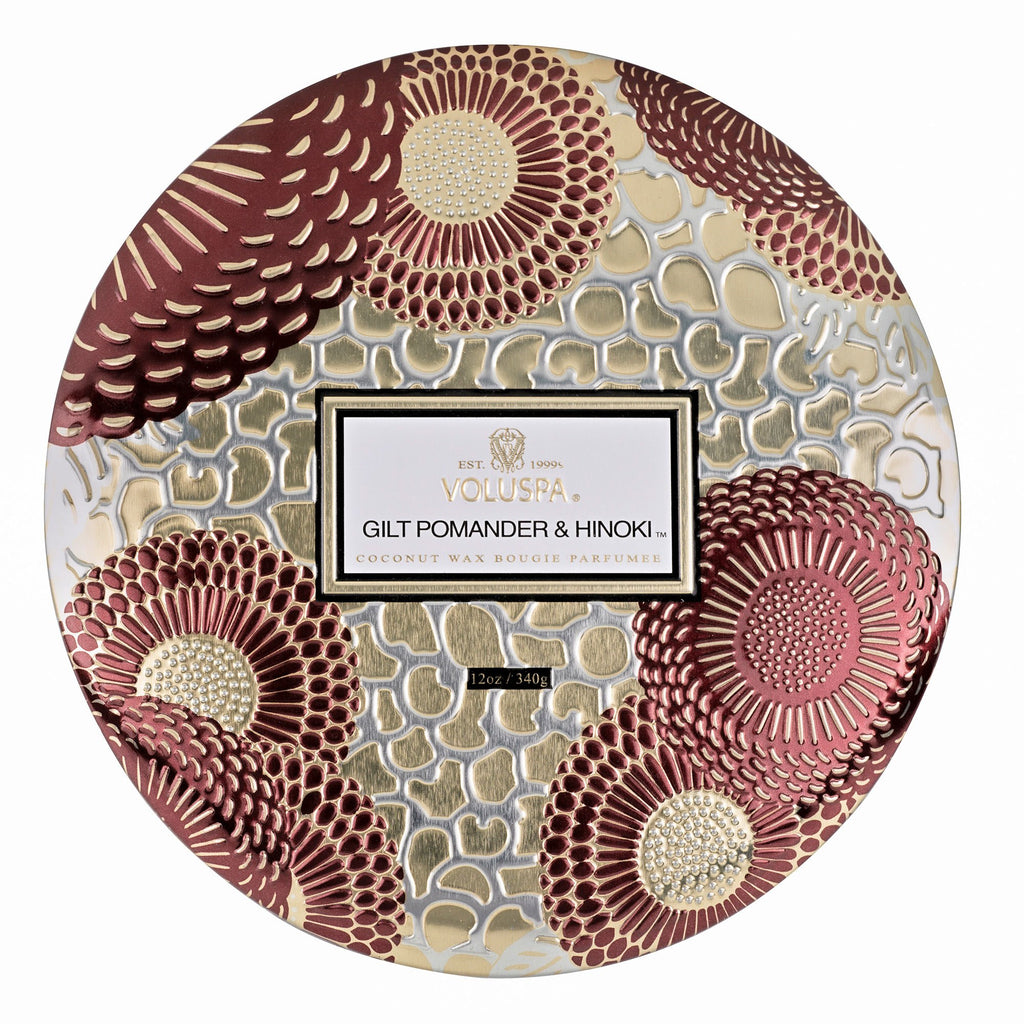 Gilt Pomander & Hinoki - 3 Wick Tin Candle Zoom - 4