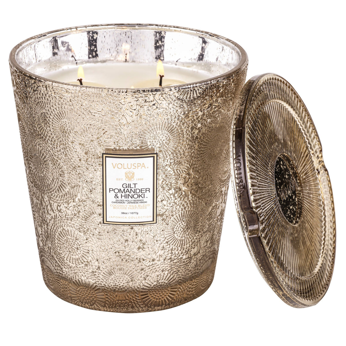 Gilt Pomander & Hinoki - 3 Wick Hearth Candle - 1