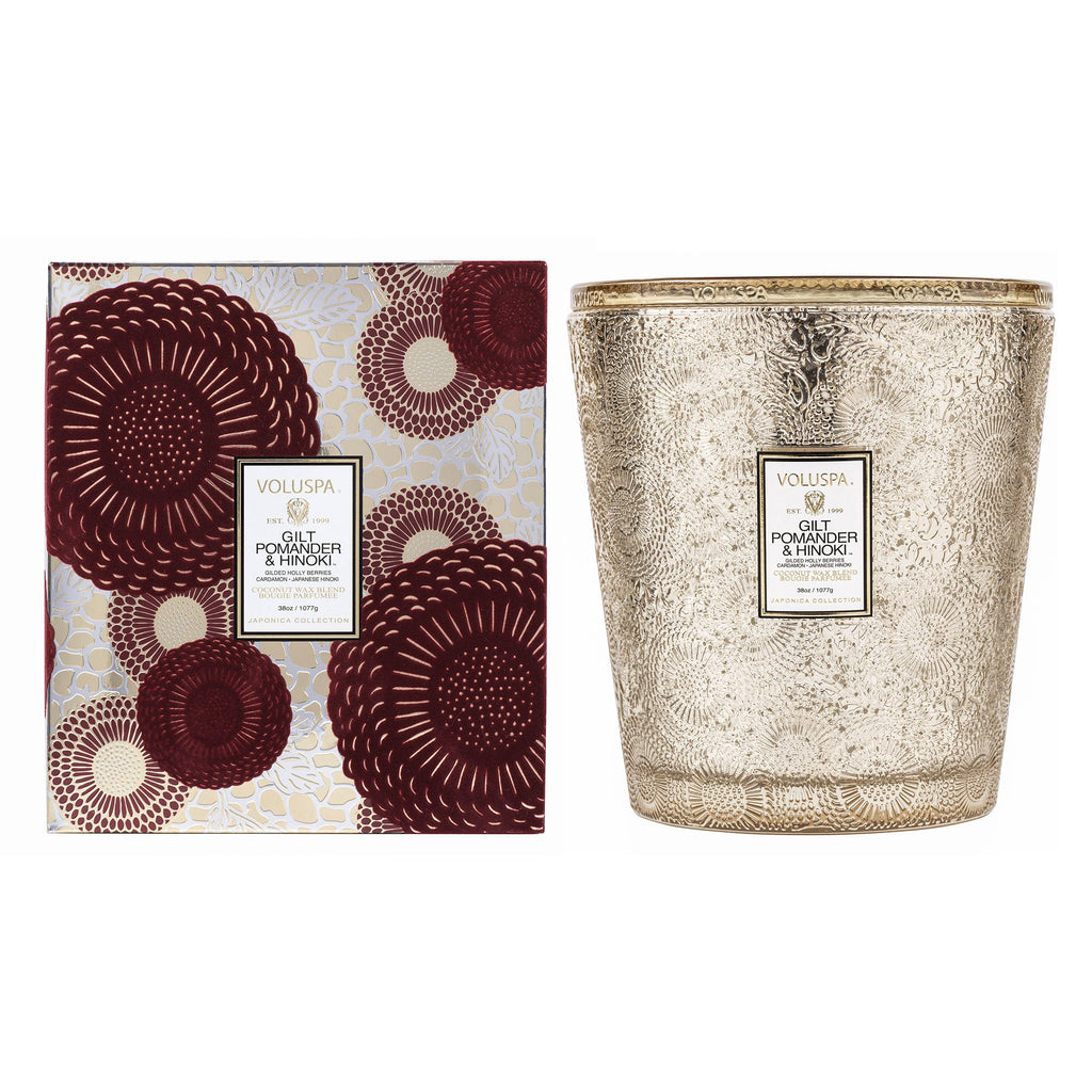 Gilt Pomander & Hinoki - 3 Wick Hearth Candle Zoom - 4