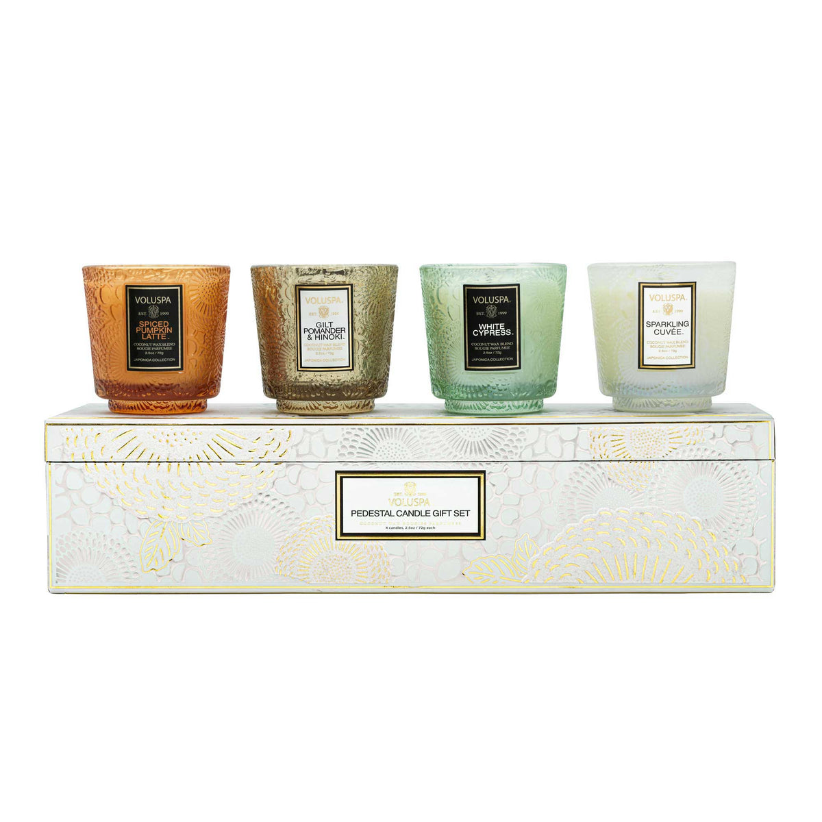 Winter White - 4 Petite Pedestal Candle Gift Set - 1
