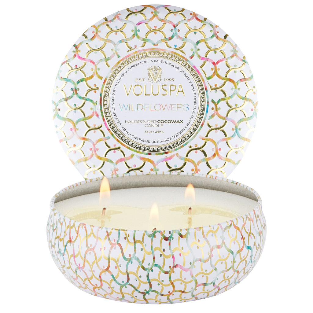 Wildflowers - 3 Wick Tin Candle Zoom - 5