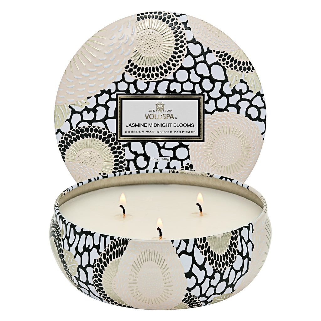 Jasmine Midnight Blooms - 3 Wick Tin Candle Zoom - 3