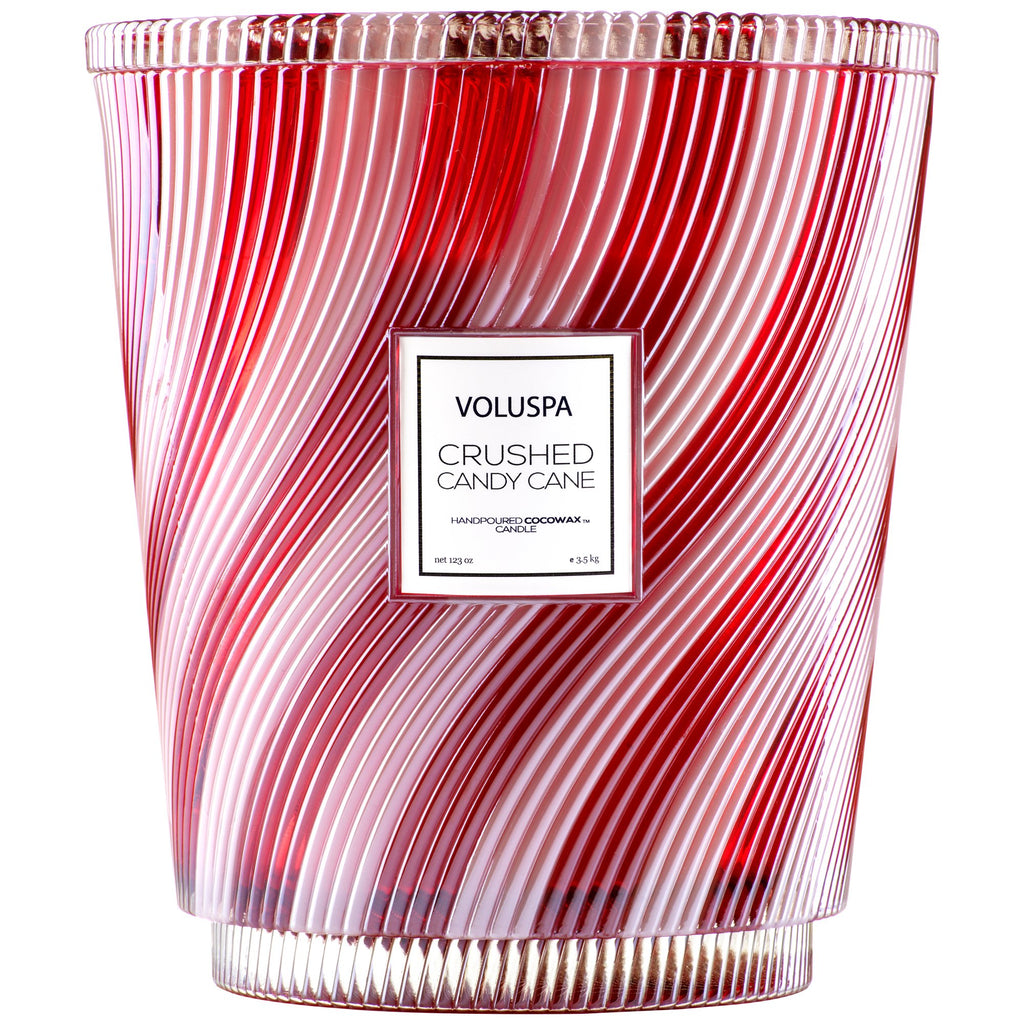 Crushed Candy Cane - Limited Edition Hearth 5 Wick Glass Candle Zoom - 1