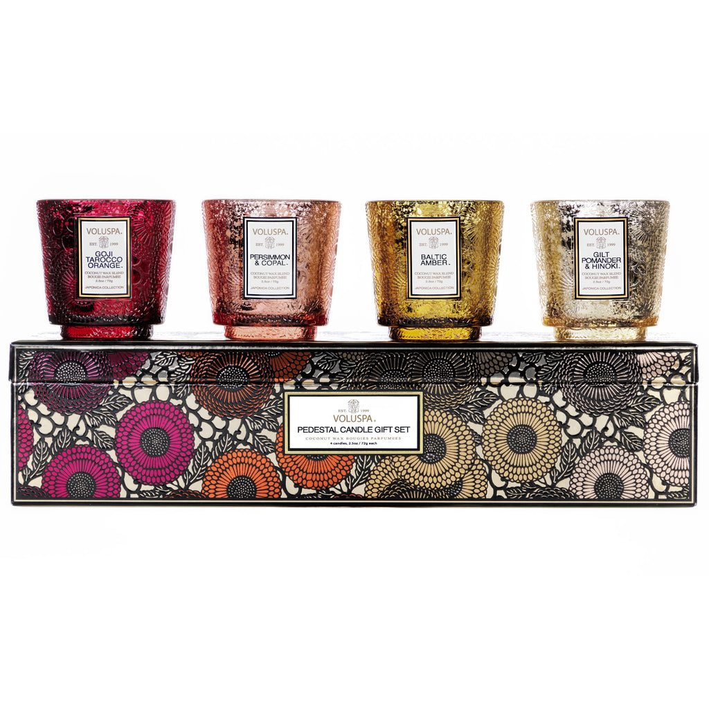 Warm Tones - Pedestal 4 Candle Gift Set Zoom - 1
