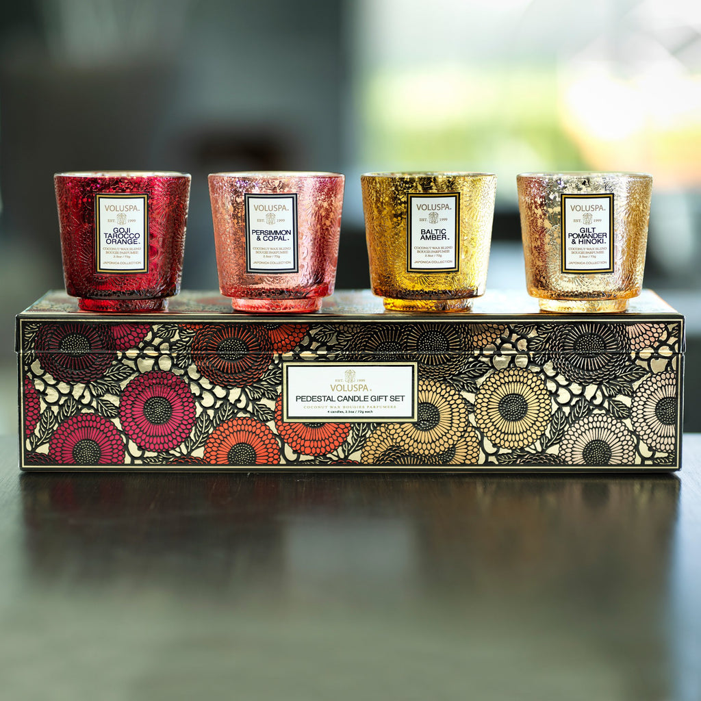 Warm Tones - Pedestal 4 Candle Gift Set Zoom - 2